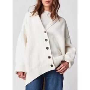 Free People Chamomile Oversized Cardigan Sweater White XS Button Up